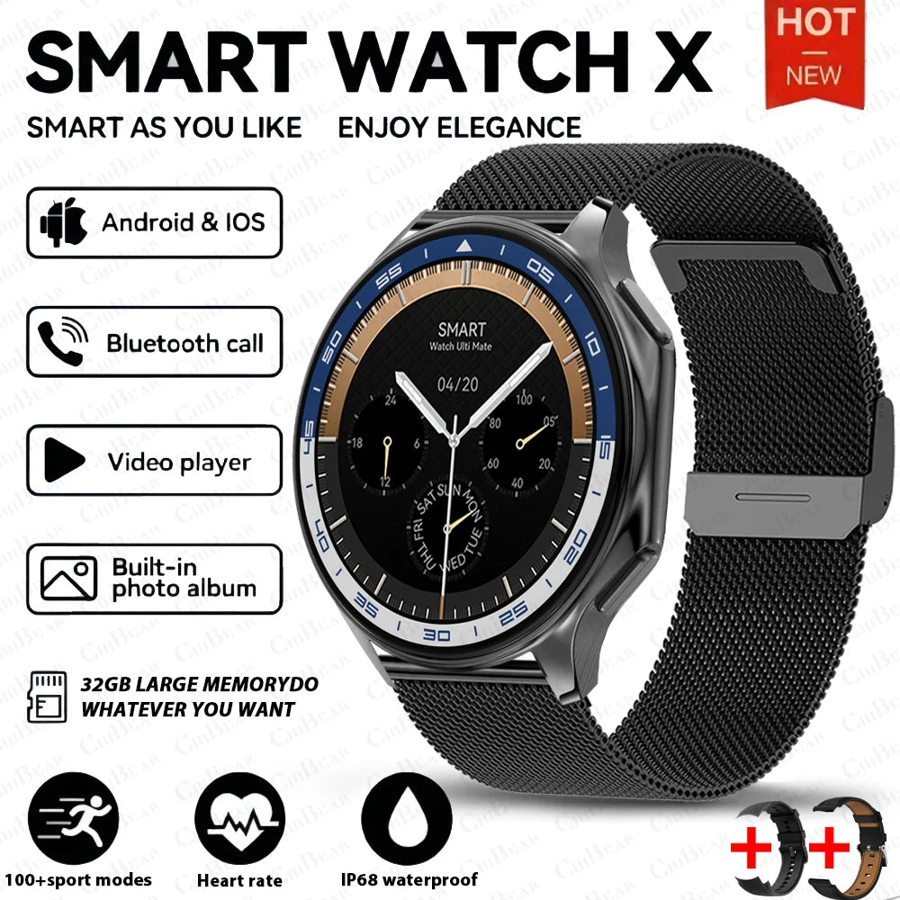 2024 New OPPO Watch X Smart Watch Men 466*466 HD Display TWS Headset Video Music Player 4GB Large Memory Watch Sports Smartwatch