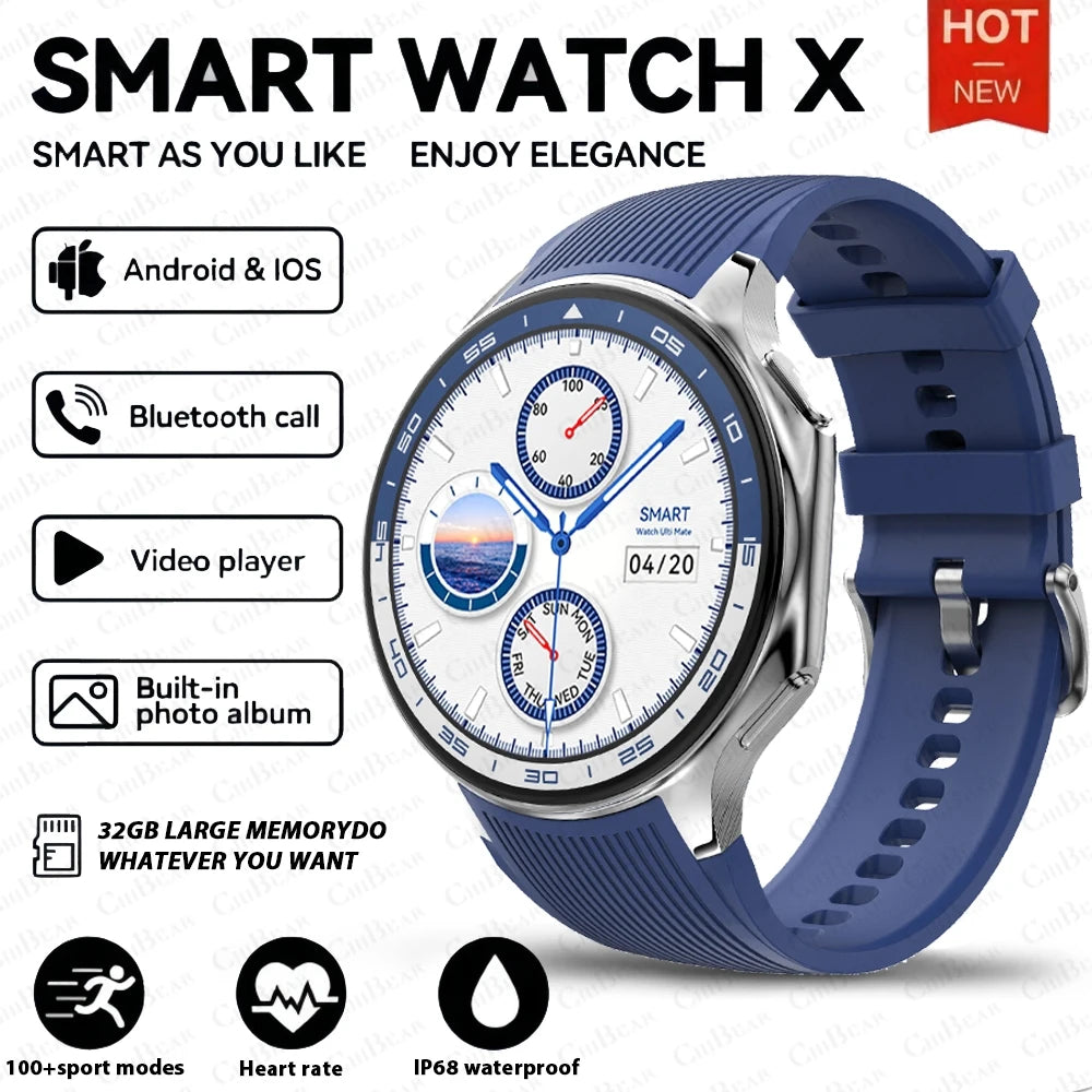 For Huawei Xiaomi New 32G RAM Memory Smart Watch Men 1.43 inch Local Heart Rate Bluetooth Call AMOLED 466*466 HD SmartWatch Man
