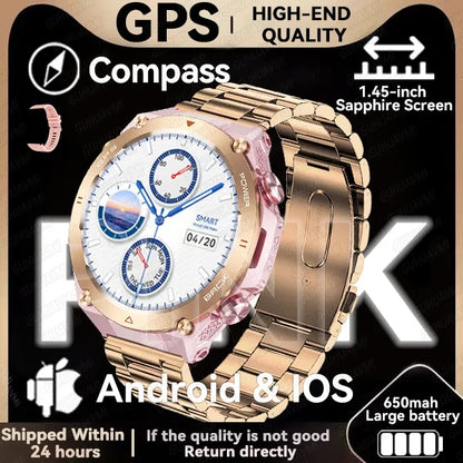 New GPS Smartwatch 1.45'' AMOLED Display 100 Sports Modes Voice Calling Smart Watch Men Women Military Grade Toughness Watches