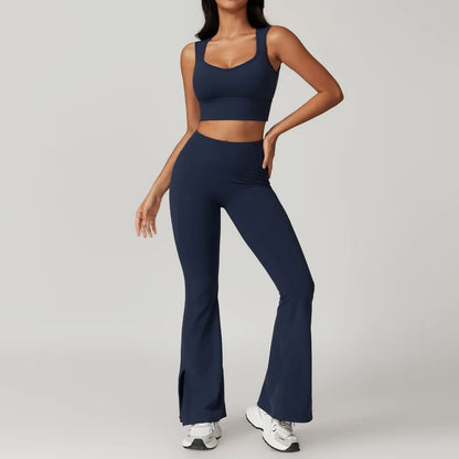 2PCS Yoga Set Gym Clothes Sportswear Yoga Suit For Women Fitness Set Tracksuits Sports Bra High Waist Leggings Gym Bell-bottoms