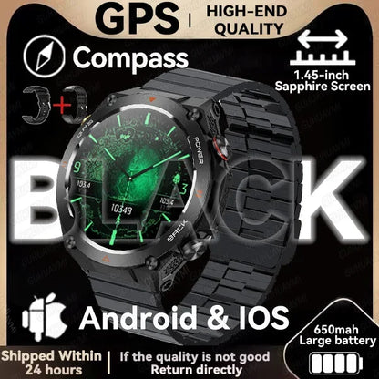 New GPS Smartwatch 1.45'' AMOLED Display 100 Sports Modes Voice Calling Smart Watch Men Women Military Grade Toughness Watches