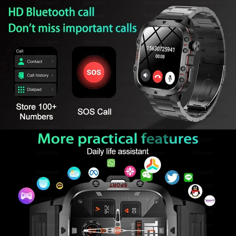 For Huawei Xiaomi Military Outdoor GPS Sports Smart Watch Men 1.96 inch Heart Rate Blood Oxygen Bluetooth Call SmartWatches Mens