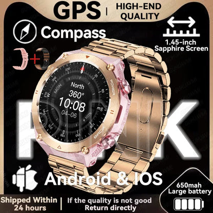 2024 New GPS Smart Watch 1.45" Ultra HD Display Built-in GPS & Compass Make/Receive Phone Calls 650mAh Battery Smart Braceletes