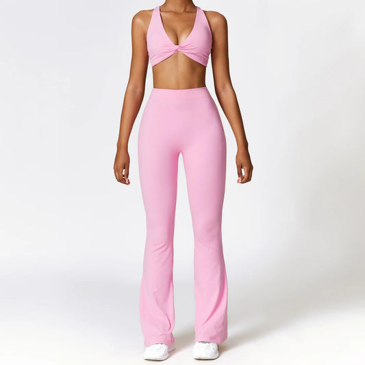 2 Pieces Seamless Yoga Set Gym Clothes Yoga Suits Women bell bottoms Fitness Crop Tops Tracksuits Sports Bra Sexy Gym Sportswear