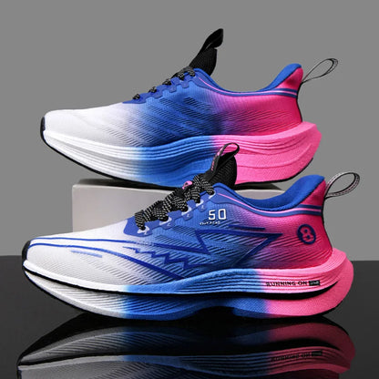 New Men's Carbon Plate Running Shoes Soft Cushion Shock Absorbing Sports Shoes Unisex Sneakers Light Anti-Slip Training Shoes