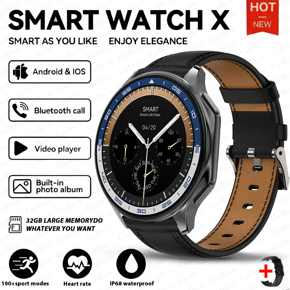 2024 New OPPO Watch X Smart Watch Men 466*466 HD Display TWS Headset Video Music Player 4GB Large Memory Watch Sports Smartwatch