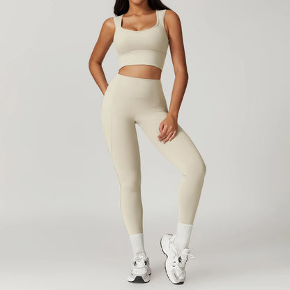 2PCS Yoga Set Gym Clothes Sportswear Yoga Suit For Women Fitness Set Tracksuits Sports Bra High Waist Leggings Gym Bell-bottoms