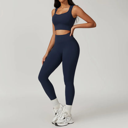2PCS Yoga Set Gym Clothes Sportswear Yoga Suit For Women Fitness Set Tracksuits Sports Bra High Waist Leggings Gym Bell-bottoms