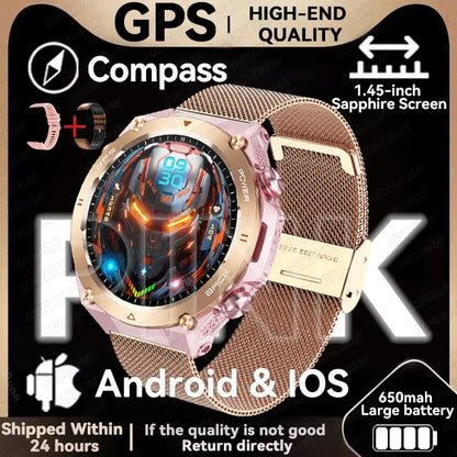2024 New GPS Smart Watch 1.45" Ultra HD Display Built-in GPS & Compass Make/Receive Phone Calls 650mAh Battery Smart Braceletes