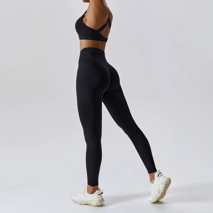 Yoga Set 2 Piece Women Sportswear Workout Clothes Women Sport Set Suits For Fitness Cross Back Bra Seamless Gym Push Up Leggings