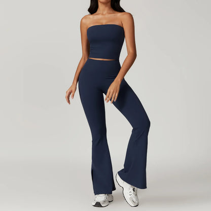 2PCS Yoga Set Gym Clothes Sportswear Yoga Suit For Women Fitness Set Tracksuits Sports Bra High Waist Leggings Gym Bell-bottoms