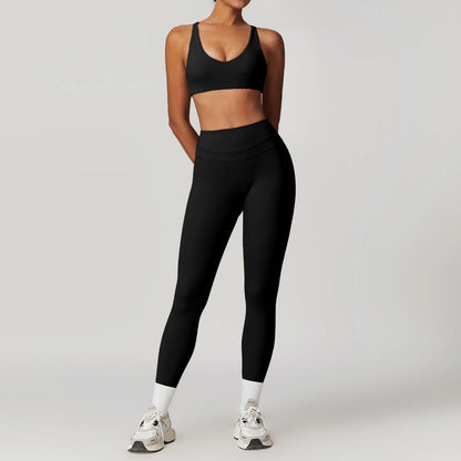 Breathable Yoga Suit Sharpened Tight Back Stretch High Waist Comfortable Fitness Clothing Running Pilates Fitness Exercise Suit