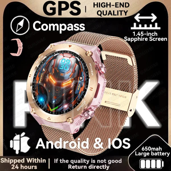 2024 New GPS Smart Watch 1.45" Ultra HD Display Built-in GPS & Compass Make/Receive Phone Calls 650mAh Battery Smart Braceletes