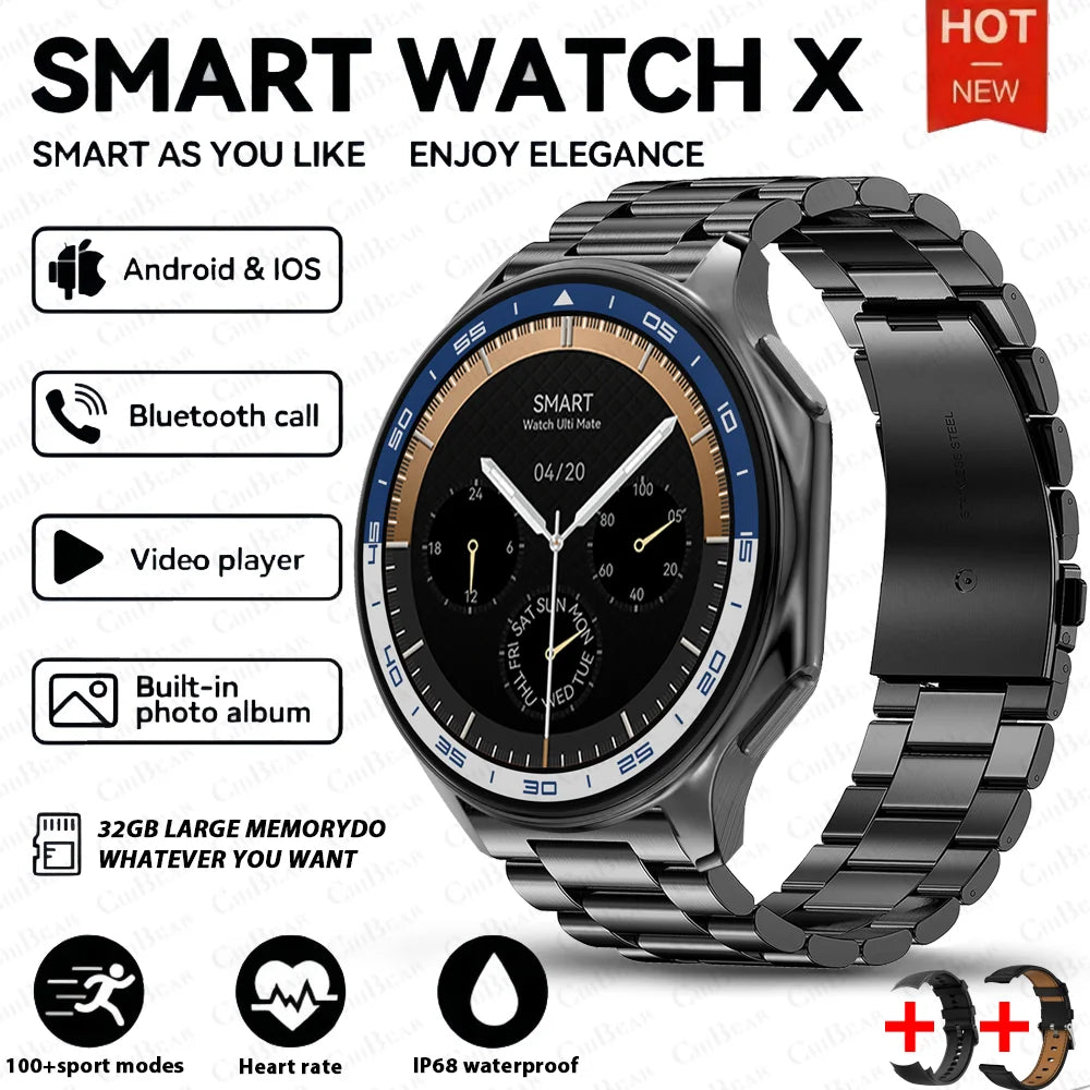 2024 New OPPO Watch X Smart Watch Men 466*466 HD Display TWS Headset Video Music Player 4GB Large Memory Watch Sports Smartwatch
