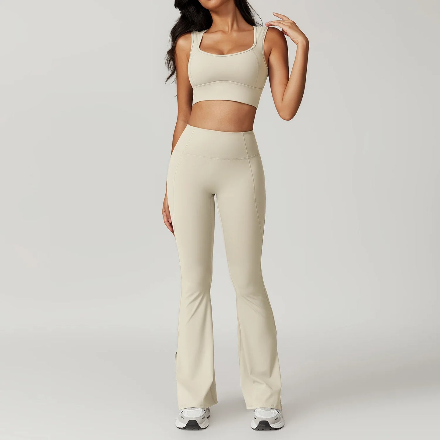 2PCS Yoga Set Gym Clothes Sportswear Yoga Suit For Women Fitness Set Tracksuits Sports Bra High Waist Leggings Gym Bell-bottoms