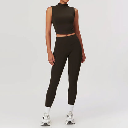 Yoga Gym Sets 2 piece Women Clothes Seamless Sports culottes Fitness Workout Sportswear Tennis Skirt Leggings Tank Shorts Suit