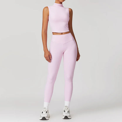 Yoga Gym Sets 2 piece Women Clothes Seamless Sports culottes Fitness Workout Sportswear Tennis Skirt Leggings Tank Shorts Suit