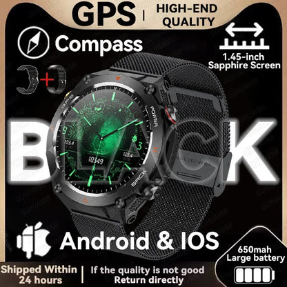 2024 New GPS Smart Watch 1.45" Ultra HD Display Built-in GPS & Compass Make/Receive Phone Calls 650mAh Battery Smart Braceletes
