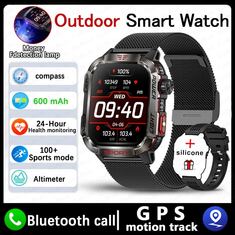 2024 New For Xiaomi Military Outdoor Smart Watch Men's 600 mAh Battery Waterproof Fitness Blood Oxygen Bluetooth Call Smartwatch