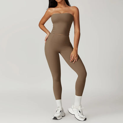 2PCS Yoga Set Gym Clothes Sportswear Yoga Suit For Women Fitness Set Tracksuits Sports Bra High Waist Leggings Gym Bell-bottoms