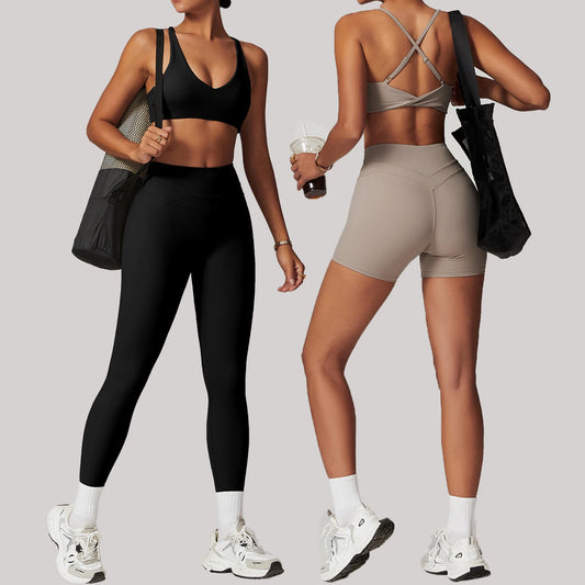 Breathable Yoga Suit Sharpened Tight Back Stretch High Waist Comfortable Fitness Clothing Running Pilates Fitness Exercise Suit