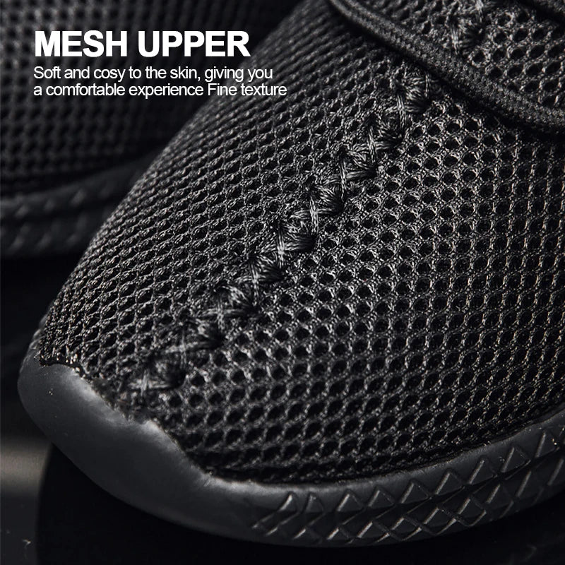 Men's Walking Slip-on Sneakers Shoelaces Athletic Shoes Lightweight Breathable Sports Running Weave Knit Lace Up Casual Shoes