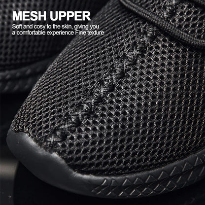 Men's Walking Slip-on Sneakers Shoelaces Athletic Shoes Lightweight Breathable Sports Running Weave Knit Lace Up Casual Shoes