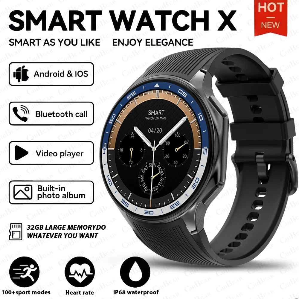 2024 New OPPO Watch X Smart Watch Men 466*466 HD Display TWS Headset Video Music Player 4GB Large Memory Watch Sports Smartwatch