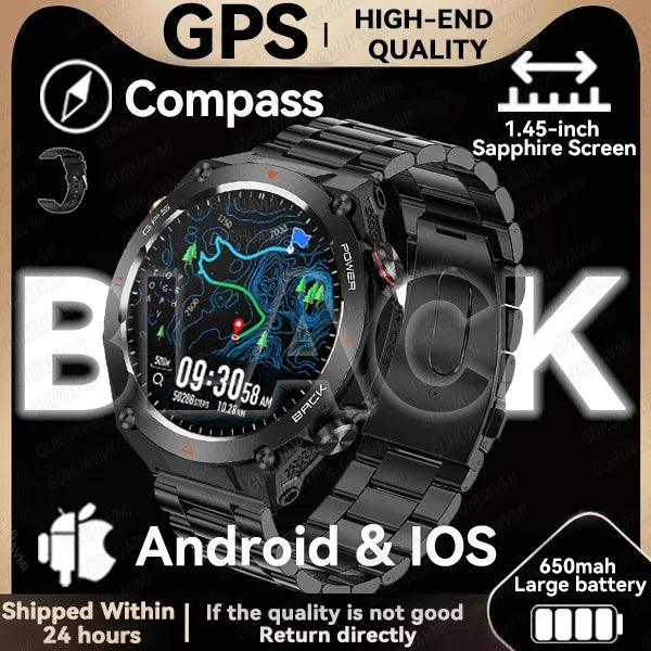 New GPS Smartwatch 1.45'' AMOLED Display 100 Sports Modes Voice Calling Smart Watch Men Women Military Grade Toughness Watches