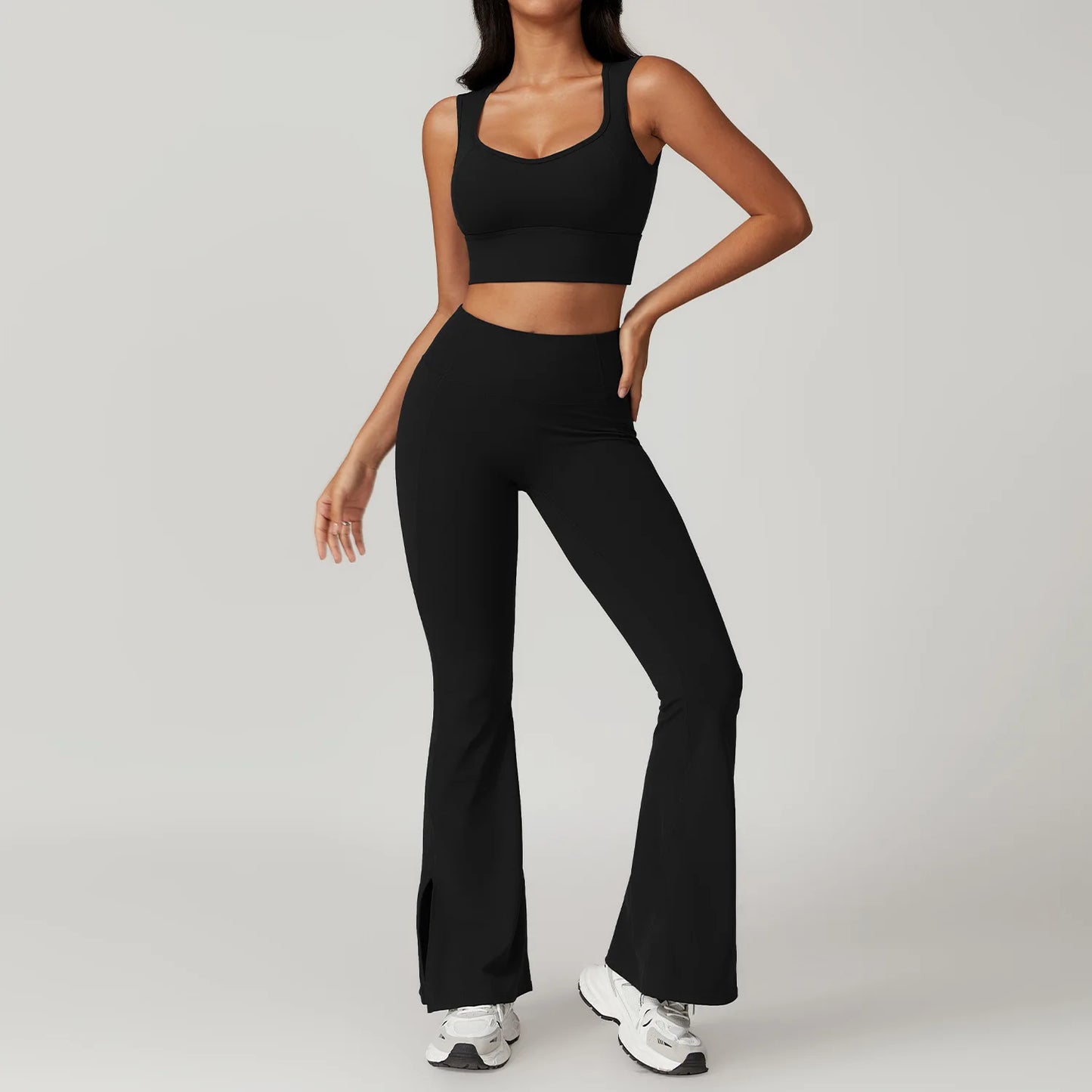 2PCS Yoga Set Gym Clothes Sportswear Yoga Suit For Women Fitness Set Tracksuits Sports Bra High Waist Leggings Gym Bell-bottoms