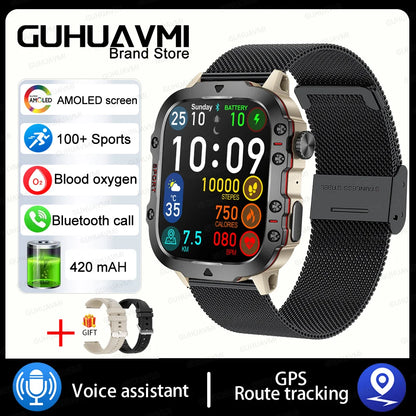 For Huawei Xiaomi Military Outdoor GPS Sports Smart Watch Men 1.96 inch Heart Rate Blood Oxygen Bluetooth Call SmartWatches Mens