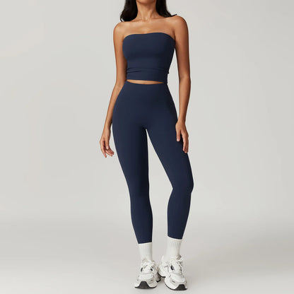 2PCS Yoga Set Gym Clothes Sportswear Yoga Suit For Women Fitness Set Tracksuits Sports Bra High Waist Leggings Gym Bell-bottoms
