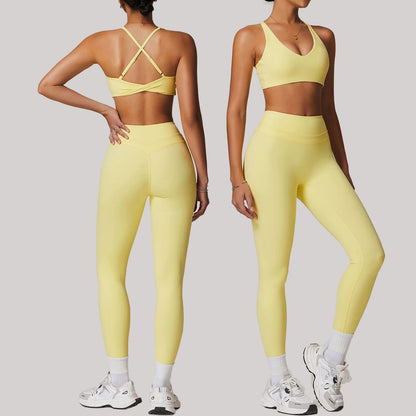 Breathable Yoga Suit Sharpened Tight Back Stretch High Waist Comfortable Fitness Clothing Running Pilates Fitness Exercise Suit