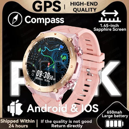 New GPS Smartwatch 1.45'' AMOLED Display 100 Sports Modes Voice Calling Smart Watch Men Women Military Grade Toughness Watches