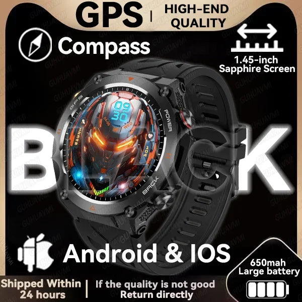 New GPS Smartwatch 1.45'' AMOLED Display 100 Sports Modes Voice Calling Smart Watch Men Women Military Grade Toughness Watches