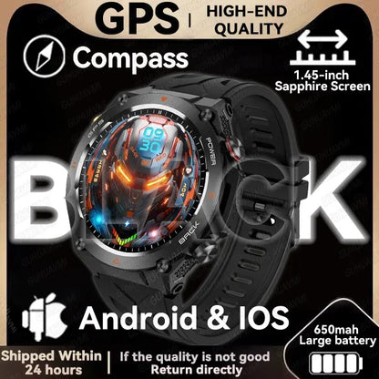 New GPS Smartwatch 1.45'' AMOLED Display 100 Sports Modes Voice Calling Smart Watch Men Women Military Grade Toughness Watches