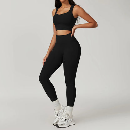 2PCS Yoga Set Gym Clothes Sportswear Yoga Suit For Women Fitness Set Tracksuits Sports Bra High Waist Leggings Gym Bell-bottoms