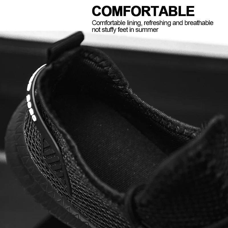 Men's Walking Slip-on Sneakers Shoelaces Athletic Shoes Lightweight Breathable Sports Running Weave Knit Lace Up Casual Shoes