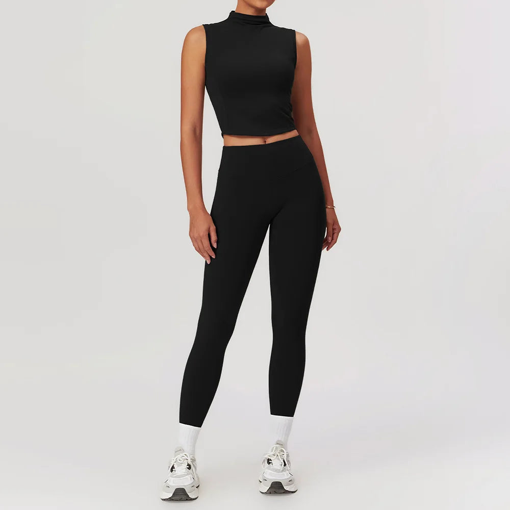 Yoga Gym Sets 2 piece Women Clothes Seamless Sports culottes Fitness Workout Sportswear Tennis Skirt Leggings Tank Shorts Suit
