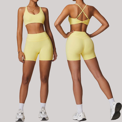 Breathable Yoga Suit Sharpened Tight Back Stretch High Waist Comfortable Fitness Clothing Running Pilates Fitness Exercise Suit