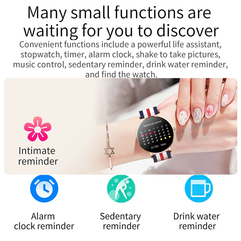 2022 New Ultra Thin Smart Watch Women 1.36" AMOLED 360*360 HD Pixel Display Always Show Time Call Reminder Smartwatch Ladies+Box