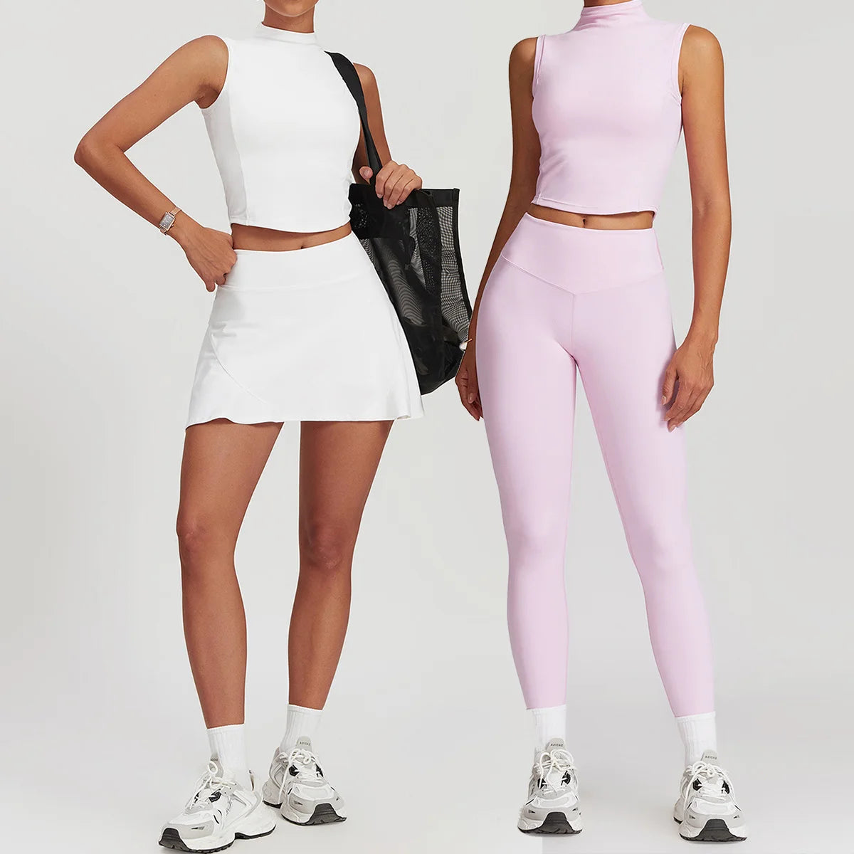 Yoga Gym Sets 2 piece Women Clothes Seamless Sports culottes Fitness Workout Sportswear Tennis Skirt Leggings Tank Shorts Suit