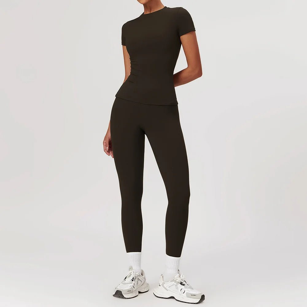 Yoga Gym Sets 2 piece Women Clothes Seamless Sports culottes Fitness Workout Sportswear Tennis Skirt Leggings Tank Shorts Suit