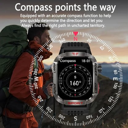 2024 New For Xiaomi Military Outdoor Smart Watch Men's 600 mAh Battery Waterproof Fitness Blood Oxygen Bluetooth Call Smartwatch