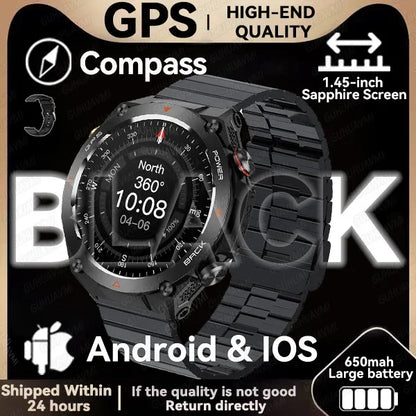 New GPS Smartwatch 1.45'' AMOLED Display 100 Sports Modes Voice Calling Smart Watch Men Women Military Grade Toughness Watches