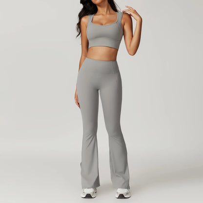 2PCS Yoga Set Gym Clothes Sportswear Yoga Suit For Women Fitness Set Tracksuits Sports Bra High Waist Leggings Gym Bell-bottoms