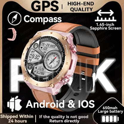 New GPS Smartwatch 1.45'' AMOLED Display 100 Sports Modes Voice Calling Smart Watch Men Women Military Grade Toughness Watches