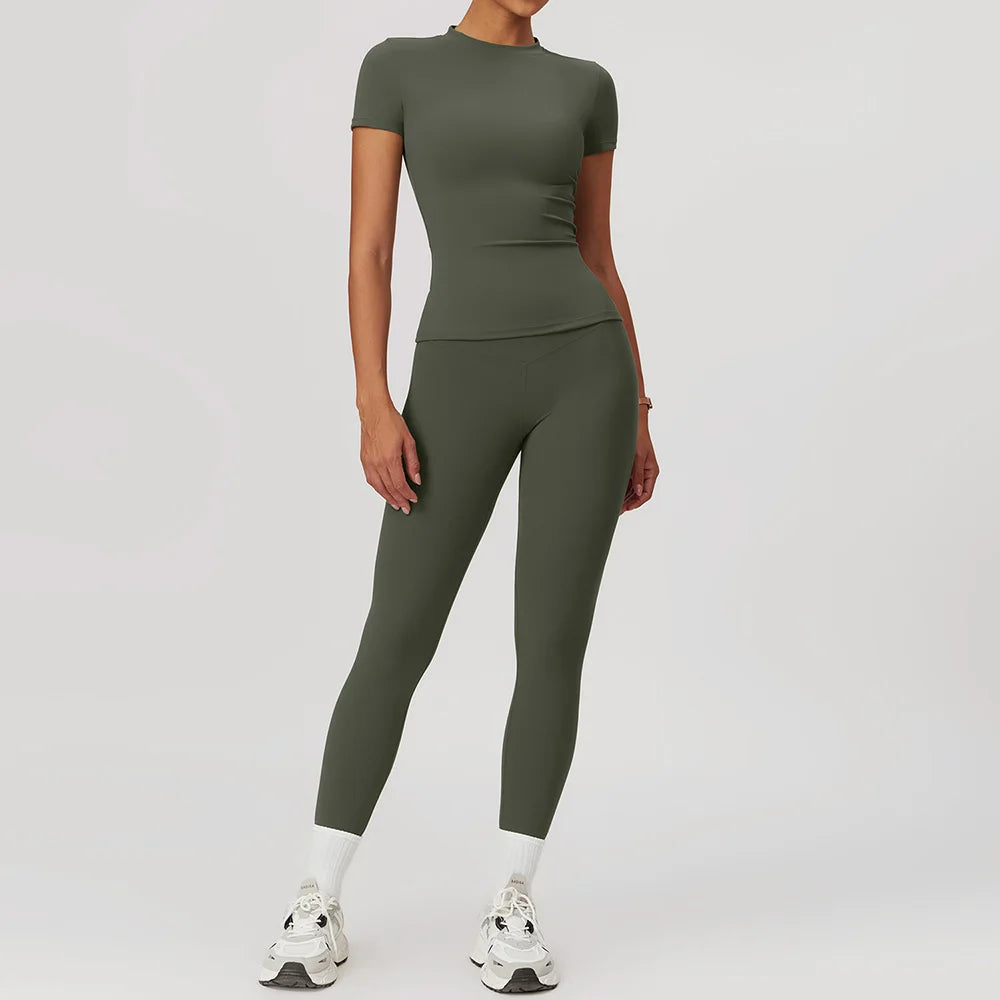 Yoga Gym Sets 2 piece Women Clothes Seamless Sports culottes Fitness Workout Sportswear Tennis Skirt Leggings Tank Shorts Suit