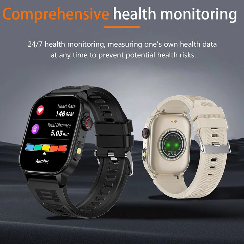 LIGE Smart Watch for Men 3ATM Waterproof Bluetooth Call Health Monitor With Flashlight 370mahBattery 100+Sport Mode Smartwatches