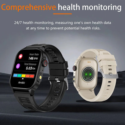LIGE Smart Watch for Men 3ATM Waterproof Bluetooth Call Health Monitor With Flashlight 370mahBattery 100+Sport Mode Smartwatches